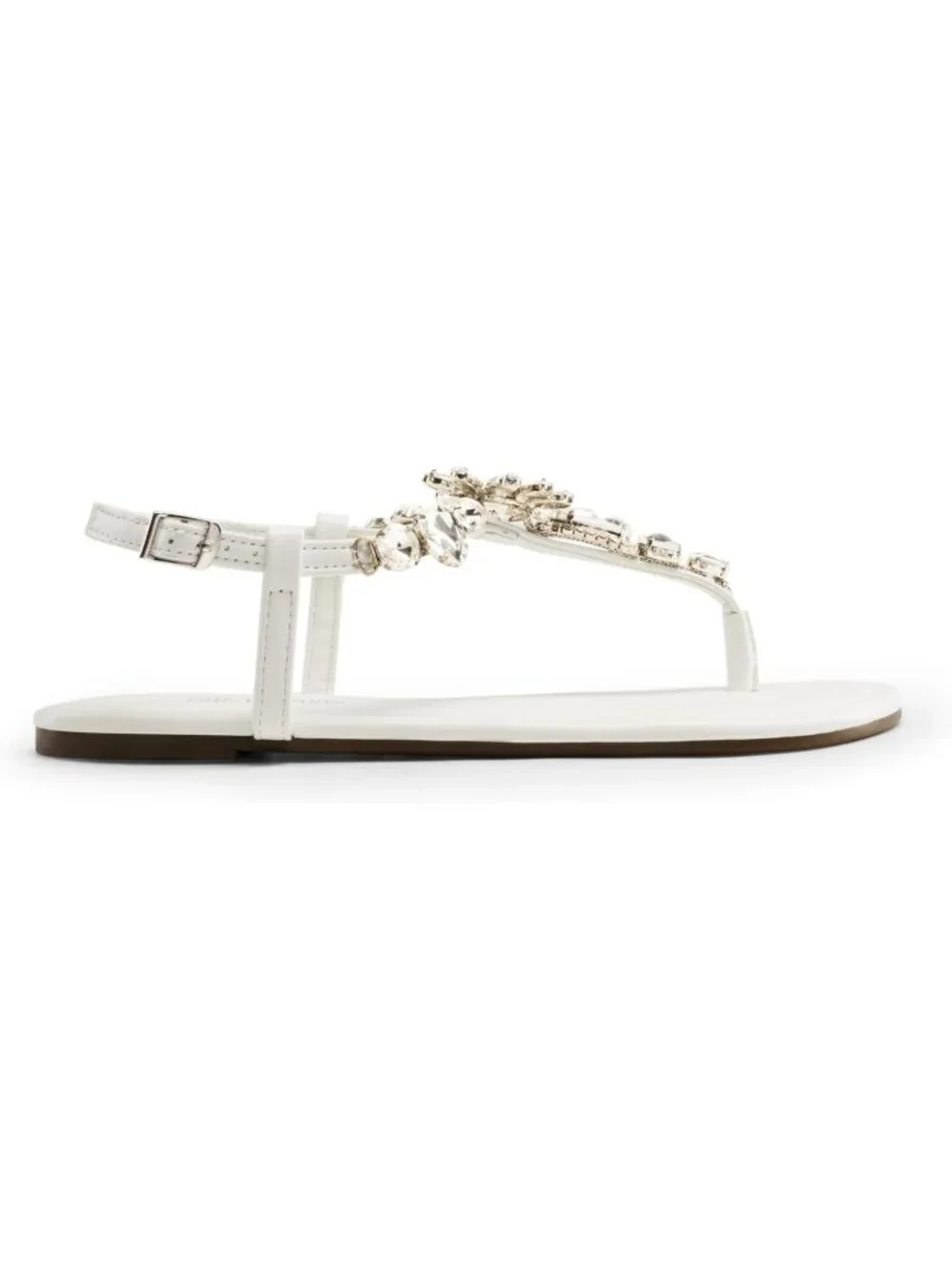 Dream Pairs Women's White Thong Sparkle Rhinestone Comfortable Flat Sandals